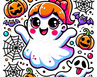 Halloween Png, Halloween Cute Ghost PNG, Spooky PNG, Dancing Ghost, Halloween Pumpkin, Halloween Pumpkins Png, DTF Png, Halloween Clipart