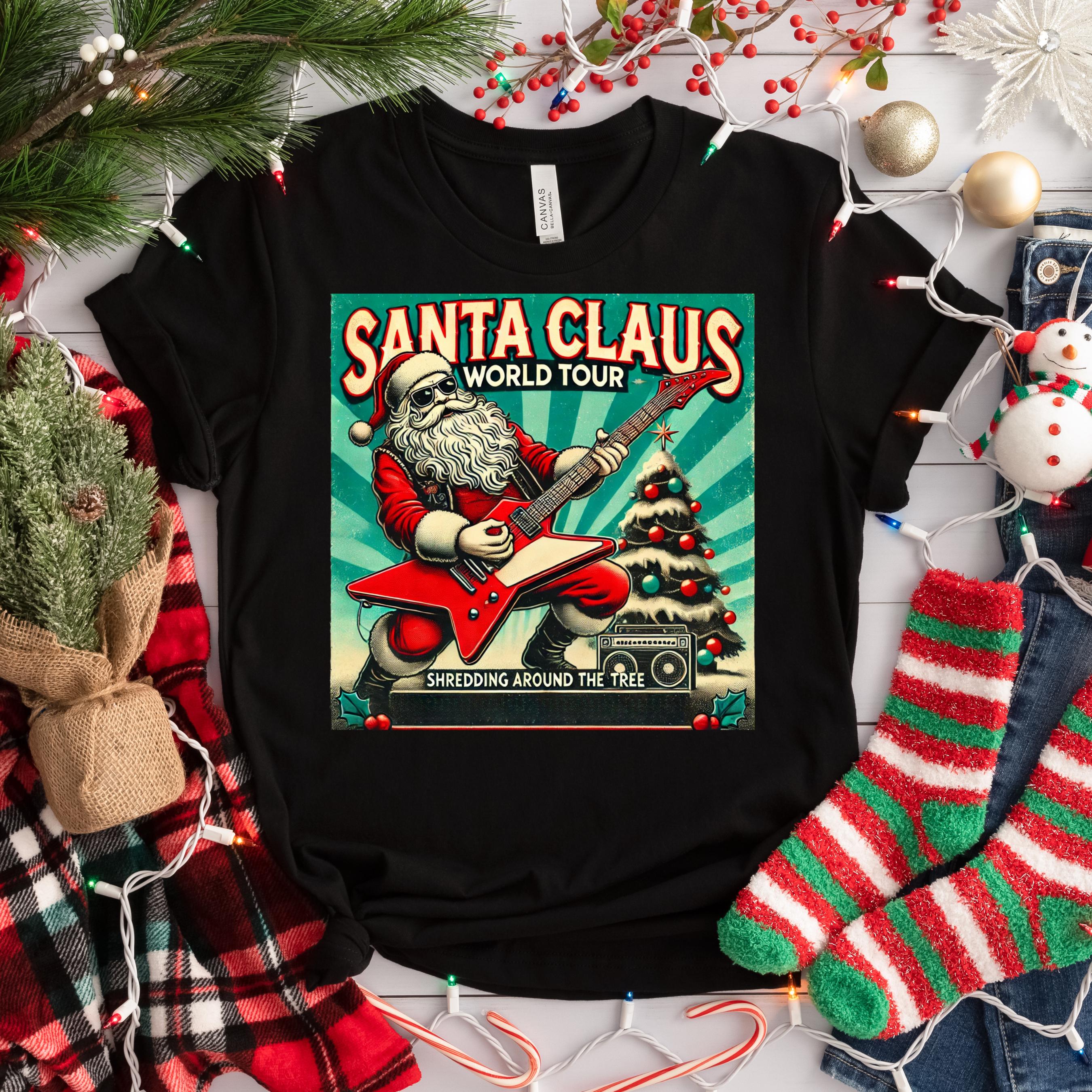 Santa Clause World Tour Shredding Around the Tree PNG, Rocking