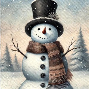 Christmas Snowman For Decoupage Cans, Farmhouse Christmas Cans, Instant Download, Printable Christmas Can Labels,Digital Download Decoupage