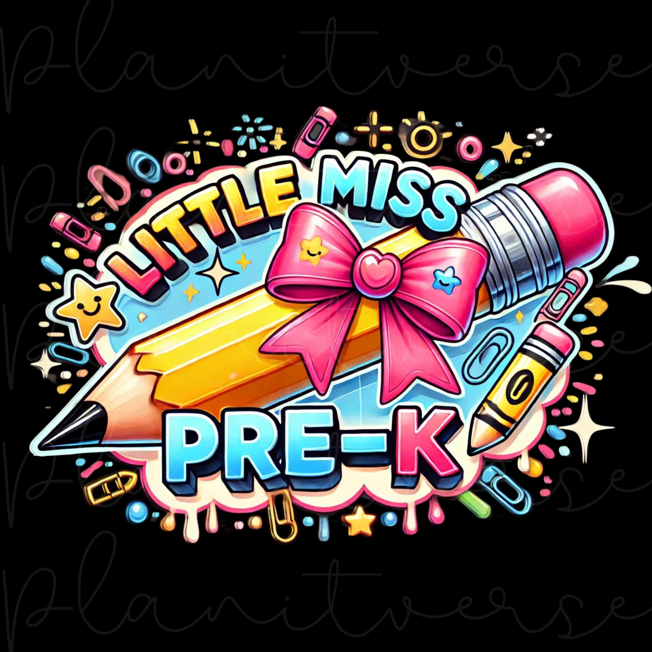 Little Miss Pre-K PNG, Pre-K PNG, Miss Pre-K Png, Back to School png, First Day of School Png, Little Miss Png, Pre-K Student Shirt, DTF Png