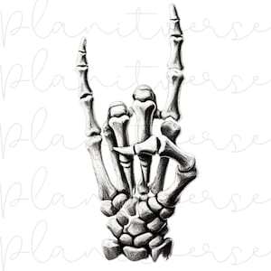 Rock On Hand PNG, Skeleton PNG, Rock and Roll Png, Stoner Png, Skeleton Hand, DTF Ready Png, Skeleton Clipart, Skeleton Sublimation, Rockers