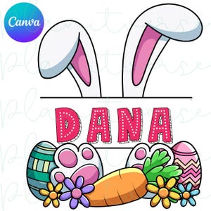 Custom Name Easter Bunny PNG, Easter PNG, Personalized Easter PNG Digital Download, Easter Png Kids Name, Easter Name Png, Easter Template