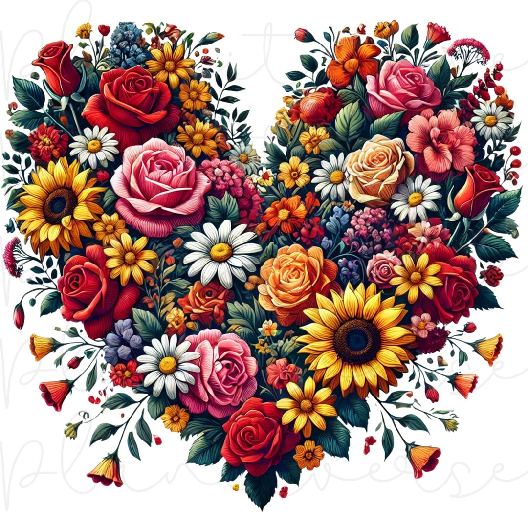 Heart Shaped Flowers PNG, Heart Shaped Bouquet Clipart, Spring PNG ...