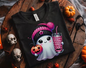 Fantasma fofo PNG, Halloween PNG, Fantasma PNG, Sublimação de Halloween, Café PNG, Boujee PNG, Fantasma Boujee, Design de camiseta de Halloween PNG, DTF Png