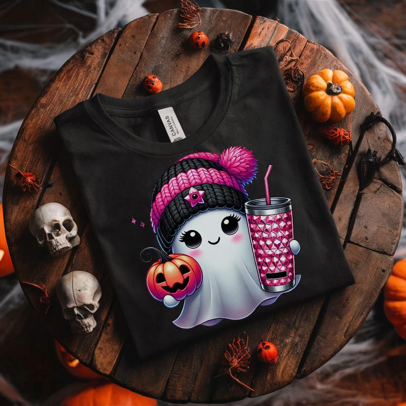 Cute Ghost PNG, Halloween PNG, Ghost Png, Halloween Sublimation, Coffee Png, Boujee Png, Boujee Ghost, Halloween T-shirt Design Png,DTF Png image 1