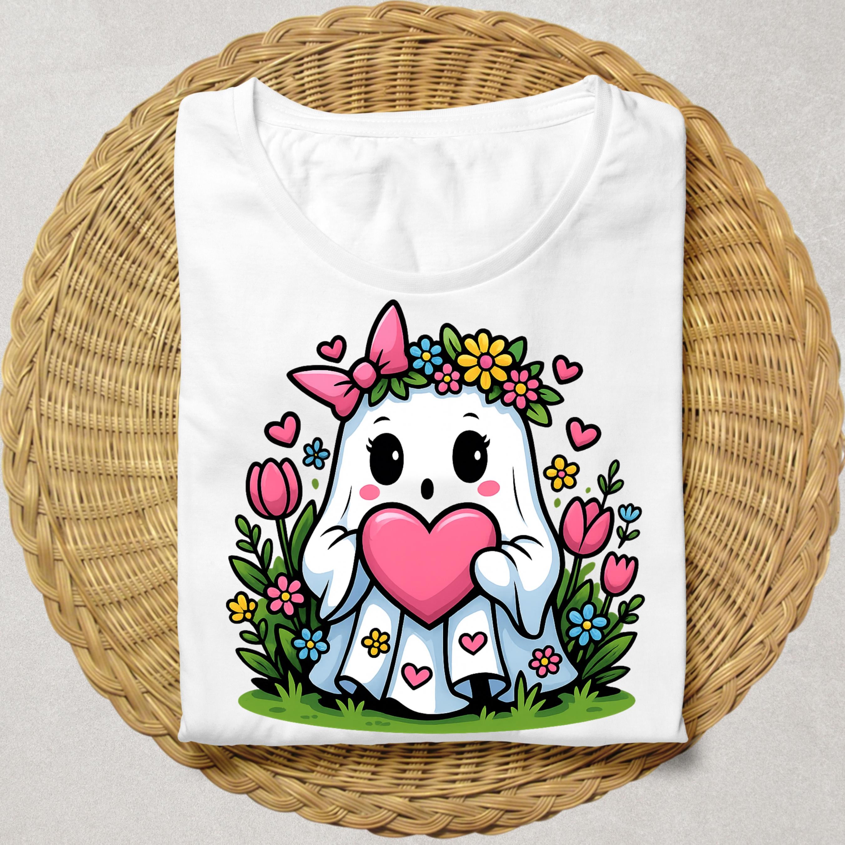 Cute Ghost Clipart for Spring, Cute Ghost PNG, Spring Ghost PNG, Spring ...