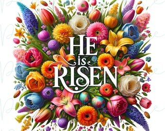 He is Risen PNG, Luke 24:6, He is Risen, Retro Easter png, Easter Christian Png, Bible Verse Easter PNG, Christian Easter Png, Spring PNG