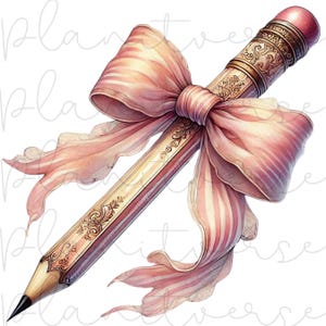 Teacher Pencil Coquette Bow PNG, Teacher Clipart PNG, Teacher Coquette PNG, Pencil Bow Png, Back To School Png, Teacher Appreciation Gift