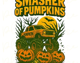 Pompoenen knallen Monstertruck png, Halloween-png, Halloween-png, Halloween-kinderen png, Halloween-kindershirt png, Halloween-monstertruck