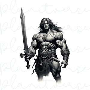 Barbarzyńca Wojownik Clipart PNG, Fantasy PNG, Barbarzyńca Naklejka Projekt PNG, Barbarzyńca Png Projekty, Fantasy T-shirt Projekt, Fantasy Barbarzyńca