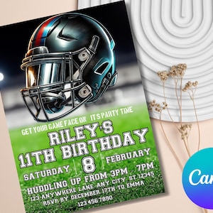 Football Birthday Party Invitation, Football Themed Birthday Party Invitations, Editable Football Invitation, Birthday Invite Football