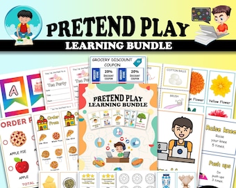 125+ Pretend Play Bundle , Pretend learning bundle , Montessori flash cards, Pre-School Cards,  Educational Printable Card, INSTANT DOWNLOAD