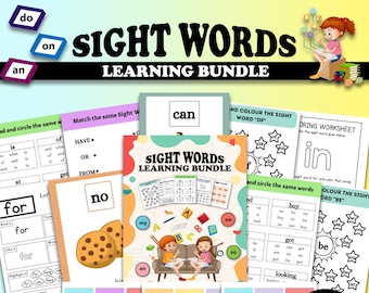 433+ pages Sight words learning bundle Sight Words , Match and Circle , Tracing sheets   , Preschool and Kindergarten Activity