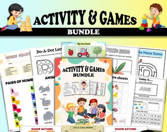 730+ Printable Activities And Games, Activity Bundle, Preschool Kid's Games and Activities, Coloring pages, Games, Printable Family Games