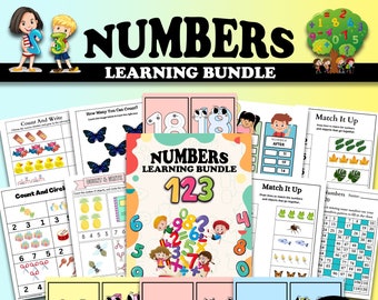 980+pages numbers learning bundle ,Number Tracing Flashcards, Match and Circle , Missing Numbers  , Preschool and Kindergarten Activity