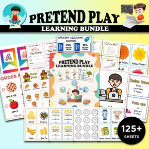 125+ Pretend Play Bundle , Pretend learning bundle , Montessori flash cards, Pre-School Cards,  Educational Printable Card, INSTANT DOWNLOAD