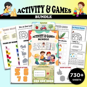 730+ Printable Activities And Games, Activity Bundle, Preschool Kid's Games and Activities, Coloring pages, Games, Printable Family Games