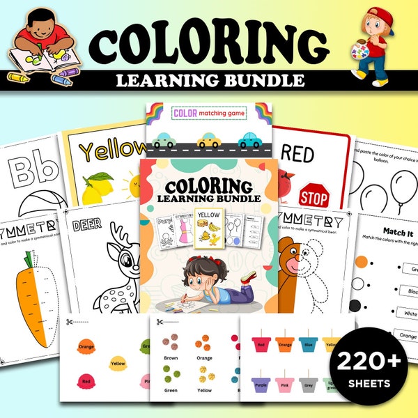 Color Sorting Activities Color Matching Games, Toddler Busy Book Printable Color Learning Binder, Montessori Homeschool Preschool Curriculum
