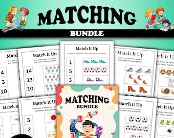 Matching Activity BUNDLE, Matching Games, Busy Book or Learning Binder Pages, Toddler, Preschool, Kindergarten, Quiet Time, Busy Bag