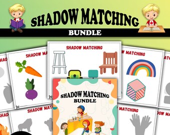 50+ Printable Shadow Matching Activity Sheets, Preschool Kid's Games and Activities, Toddler Activity, Preschool Digital Download Flash Card