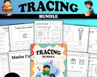 Preschool Learning Bundle: 480+ Tracing Worksheets (Digital Download)