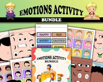 Printable Emotion Activity for kids, Emotional Chart Bundle, Digital Preschool Learning, Homeschool Activity, Emotion Faces, Therapy Sheets