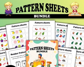 50+ Pattern Worksheets, Shapes Matching Printable, Toddlers, Preschool Shapes, Preschool Kid's Games and Activities, Kindergarten Curriculum