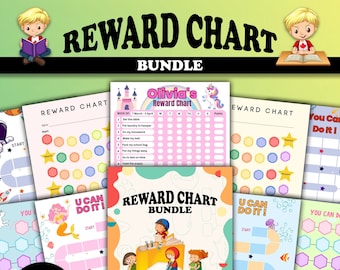 Reward Chart Bundle, Toddler Reward Chart, Reward Chart Printable, Kids Routine Chart, Printable Rainbow Reward Chart, DIGITAL DOWNLOAD