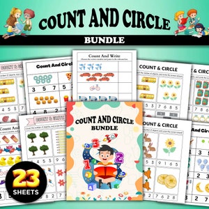 Count and Circle Preschool Activity, Printable Counting Activity, Toddler Numbers Matching, Homeschool Kindergarten, Busy Book Worksheet