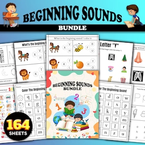 Planilhas de sons iniciais para pré-escola, planilha de leitura para crianças, planilhas de alfabeto para impressão, planilhas de sons de letras, cartões de A a Z