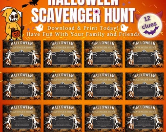 Halloween Scavenger Hunt Game, 12 Clues (Printable Games)
