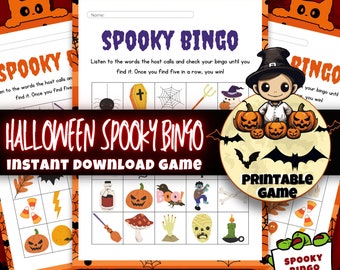 Halloween Spooky Bingo Game, 50 Cards (Printable)