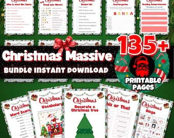 Paquete de juegos para fiestas navideñas: más de 70 actividades imprimibles (descarga digital)