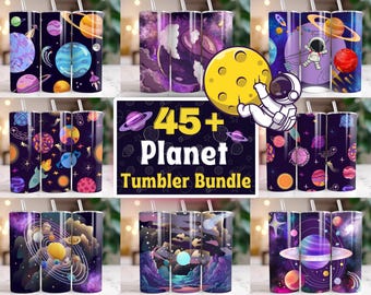 Planet Tumbler Wrap Bundle: 20 oz Skinny Tumbler, Space Theme (Digital Download)