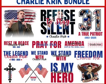 Charlie Kirk Freedom & Justice Designs, PNG SVG Bundle (Digital Download)