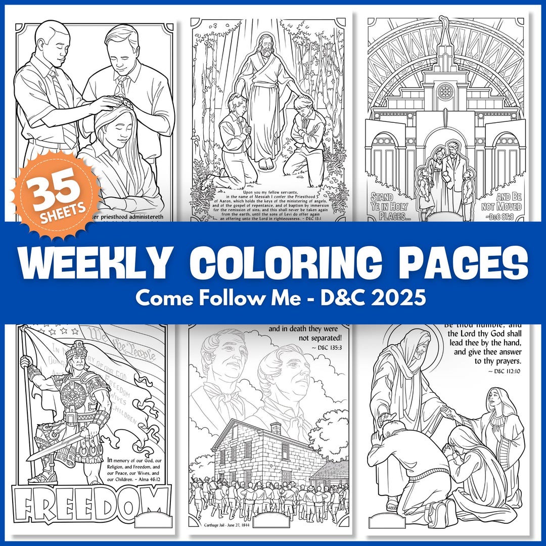 35 Sheets Come Follow Me Coloring Pages for Kids | LDS Printable ...