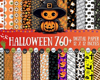 760+ Halloween Digital Papers, 12x12 inch (Digital Download)