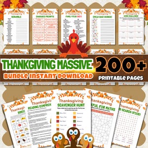 200+ Thanksgiving Games Bundle, Trivia, Bingo, Scavenger Hunt (Printable)