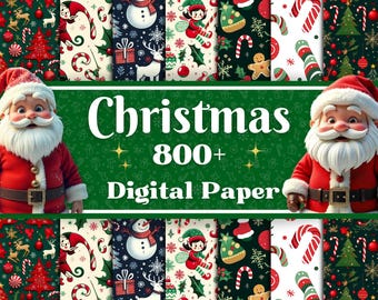 Paquete de papel digital navideño: más de 800 diseños festivos (uso comercial)