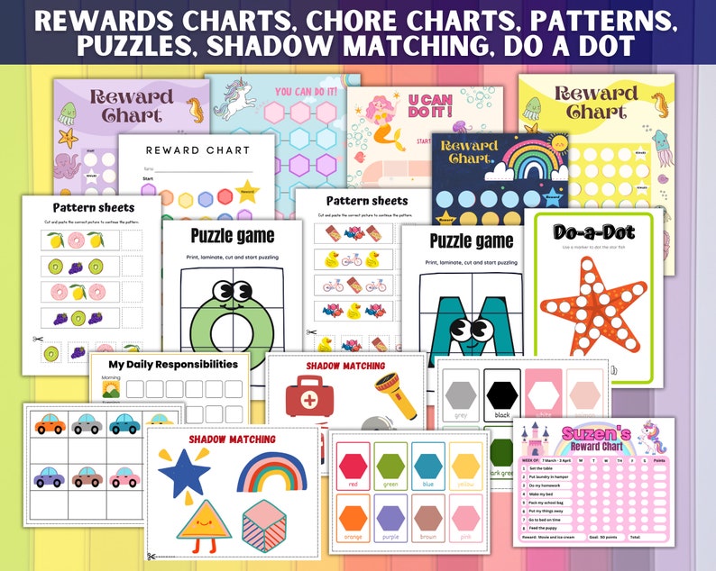 4000 Preschool Pre-K Kindergarten Learning Bundle, Activity Worksheets, Alphabet, Numbers, Shapes, Colors, Coloring pages, Do a Dot image 10