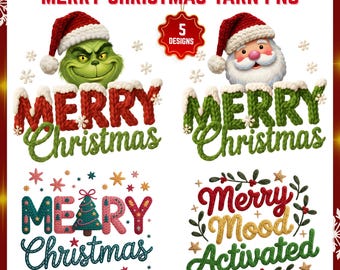 Hilo de ganchillo falso Feliz Navidad PNG, Camiseta navideña PNG, Feliz Navidad PNG, Camiseta navideña de ganchillo de hilo, Diseño de sublimación, Navidad