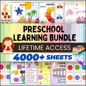 4000 Preschool Pre-K Kindergarten Learning Bundle, Activity Worksheets, Alphabet, Numbers, Shapes, Colors, Coloring pages, Do a Dot zdjęcie 1