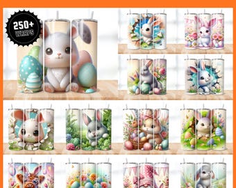 Paquete de más de 250 diseños de envolturas para vasos de Pascua, envolturas para vasos de Pascua, vasos delgados de 20 oz para Pascua, diseños PNG de huevos de Pascua para sublimación, archivos digitales
