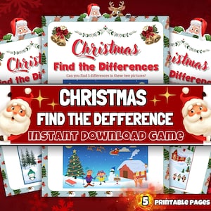 Christmas Find the Difference Game: Winter Activity Sheets (Digital Download)