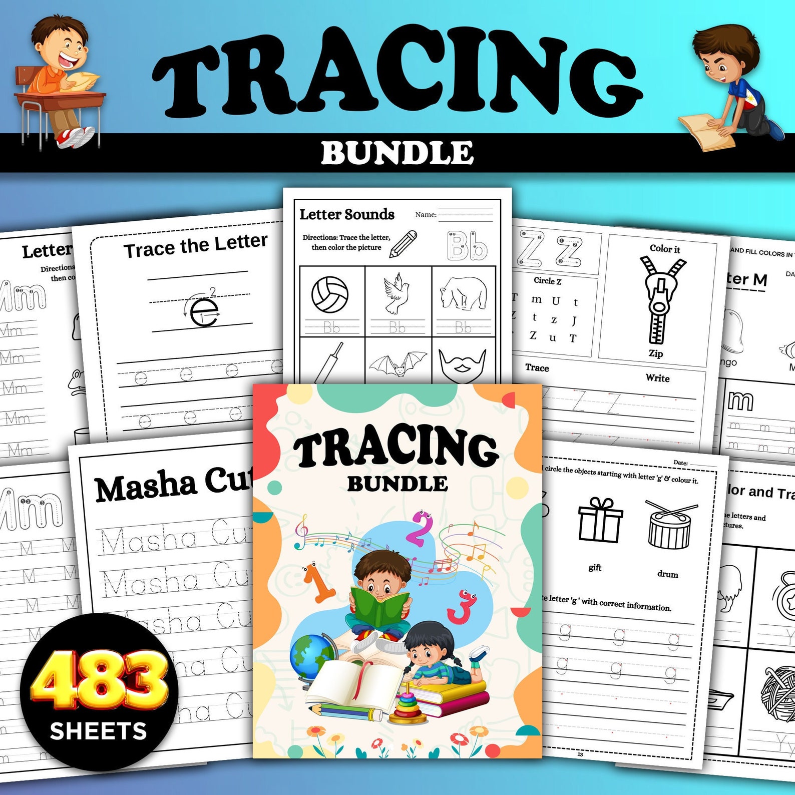 Preschool Pre-k Kindergarten Learning Bundle, 480 Tracing Worksheets ...