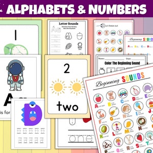 6000 Preschool Pre-K Kindergarten Learning Bundle, Activity Worksheets, Alphabet, Numbers, Shapes, Colors, Coloring pages, Do a Dot image 4