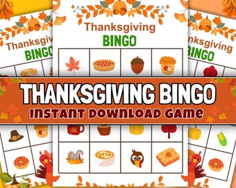 Thanksgiving Bingo Game, Printable Fall Activity (Digital Download)