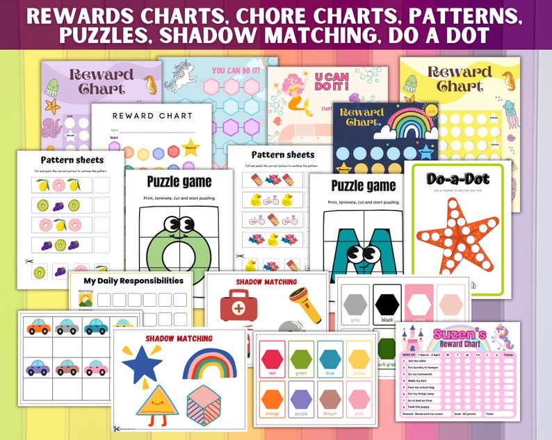 6000 Preschool Pre-K Kindergarten Learning Bundle, Activity Worksheets, Alphabet, Numbers, Shapes, Colors, Coloring pages, Do a Dot image 9