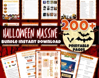 200+ Halloween Games Bundle, Printable Trivia, Riddles (Digital Download)