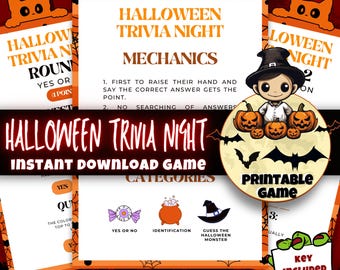 Halloween Trivia Game, Printable Party Activity (Digital Game)